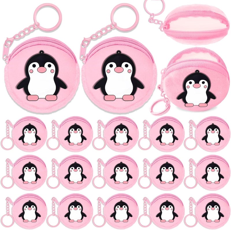 Elecrainbow 15 Pack Penguin Mini Coin Purses with Keyring for Penguin Winter Themed Party,Goodie Stuffer,Present for Friends,Guest Return Gift, Baby Shower,Birthday Party,Pink - Image 1